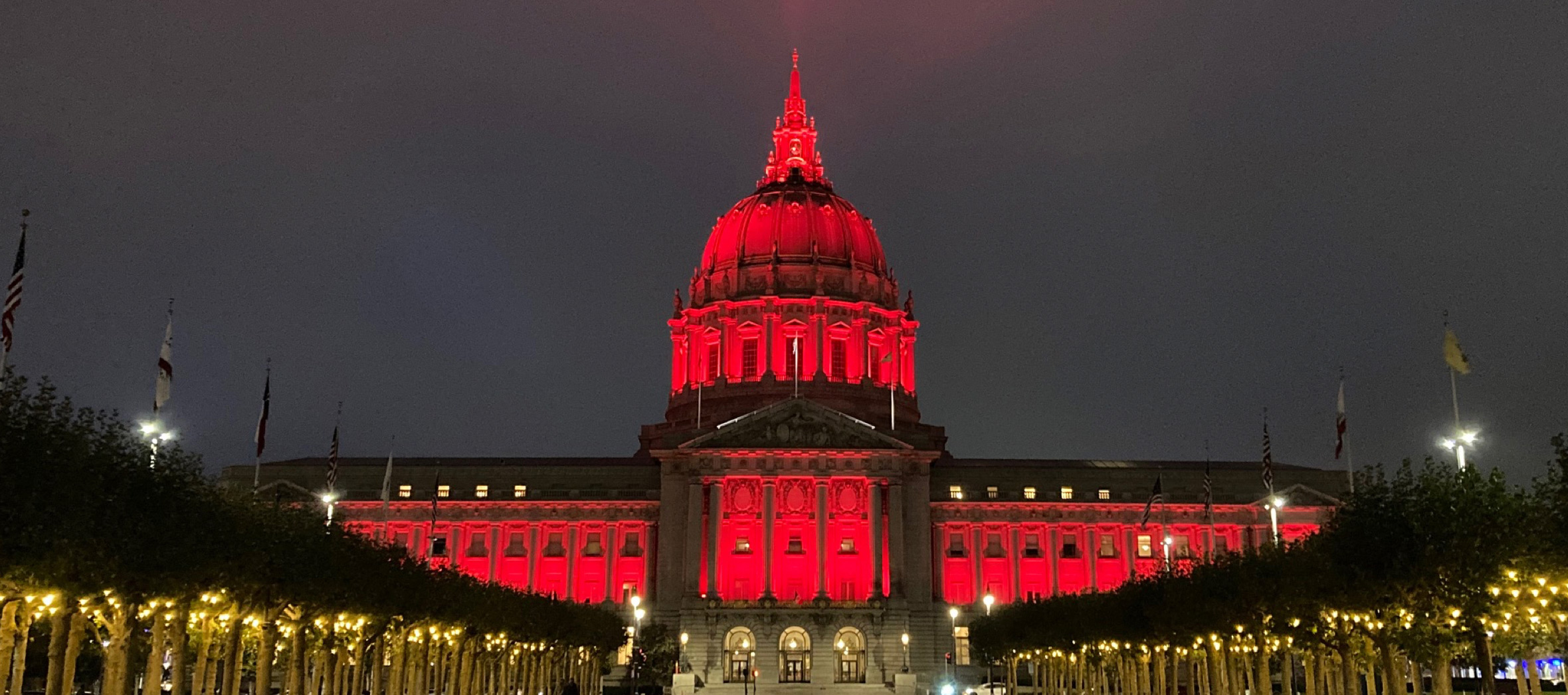 Lymphoma Research Foundation - San Francisco City Hall Lit Up Red - Environmental Design