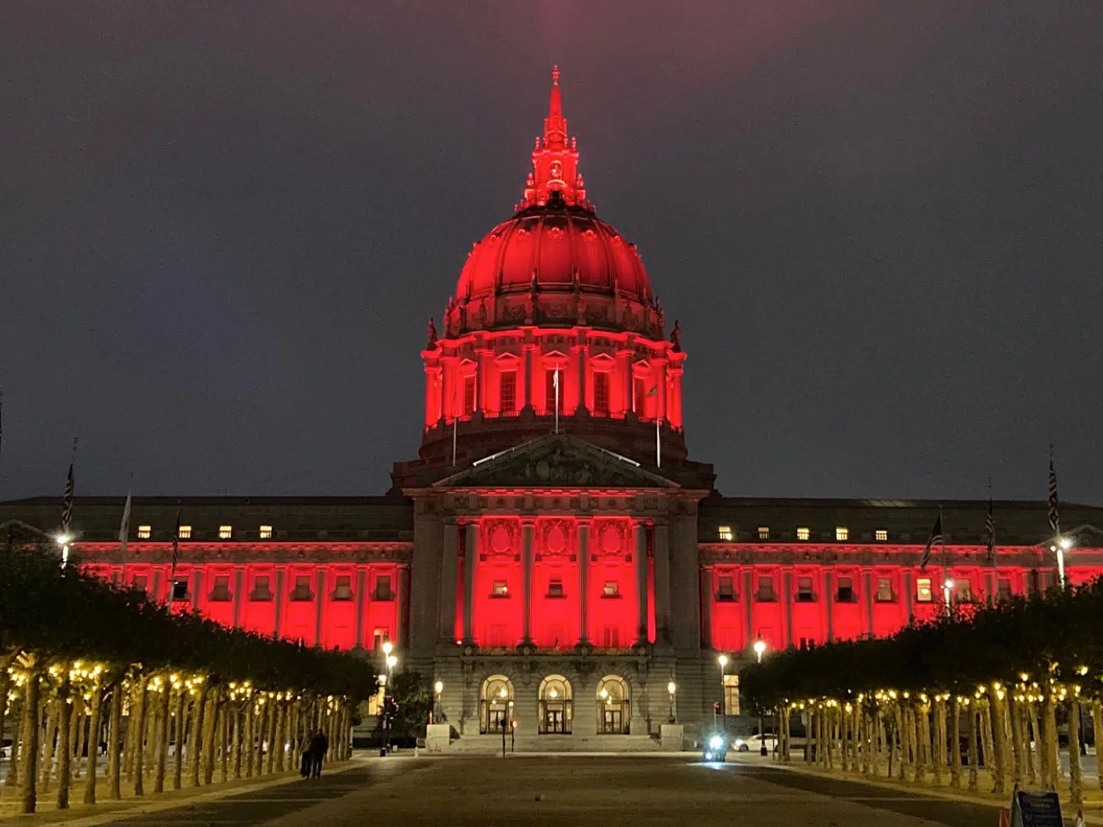 Lymphoma Research Foundation - San Francisco City Hall Lit Up Red - Environmental Design
