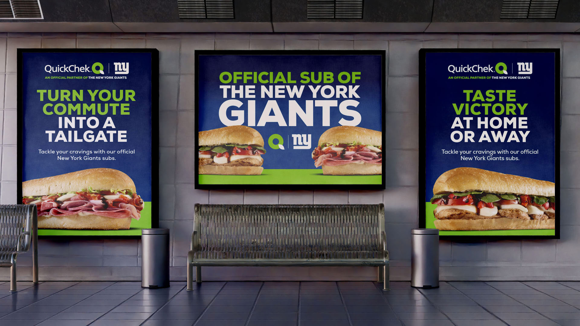 Out of Home Marketing - Subway Poster Designs - The Official Sub of the New York Giants by QuickChek