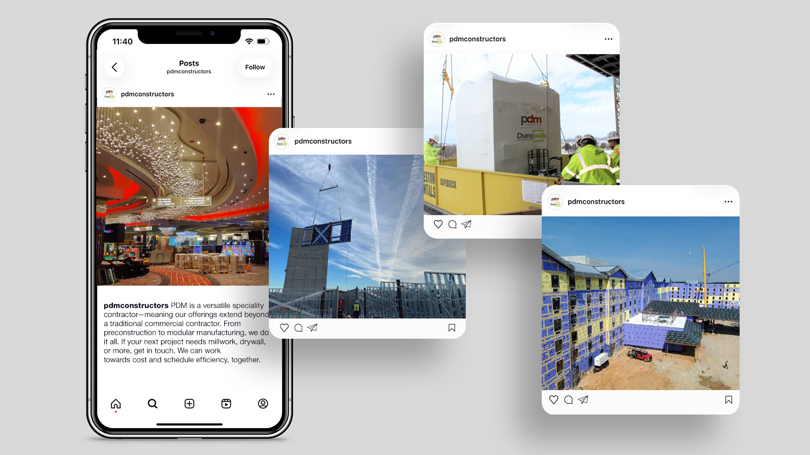 PDM Construction Social Advertising and Organic Posting